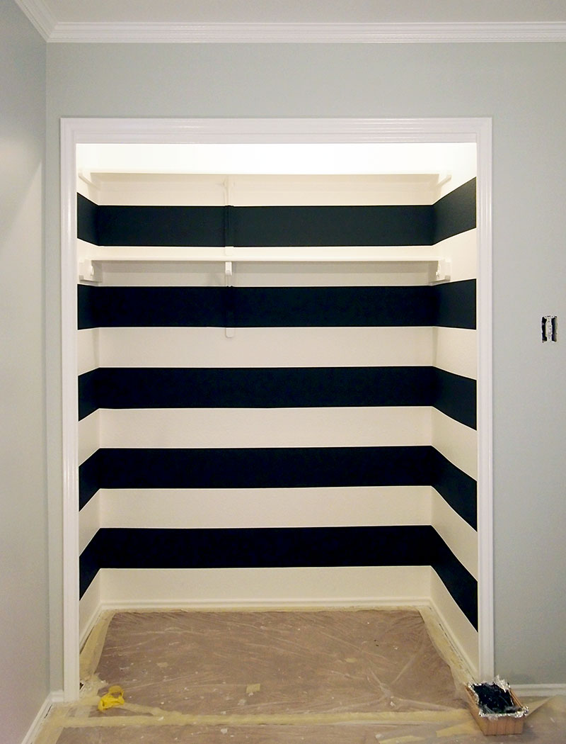 Black and White Striped Wall After Tape Removal